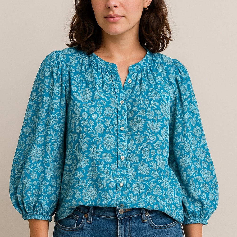 Olivia James The Label Floral Blue Women's Top XS